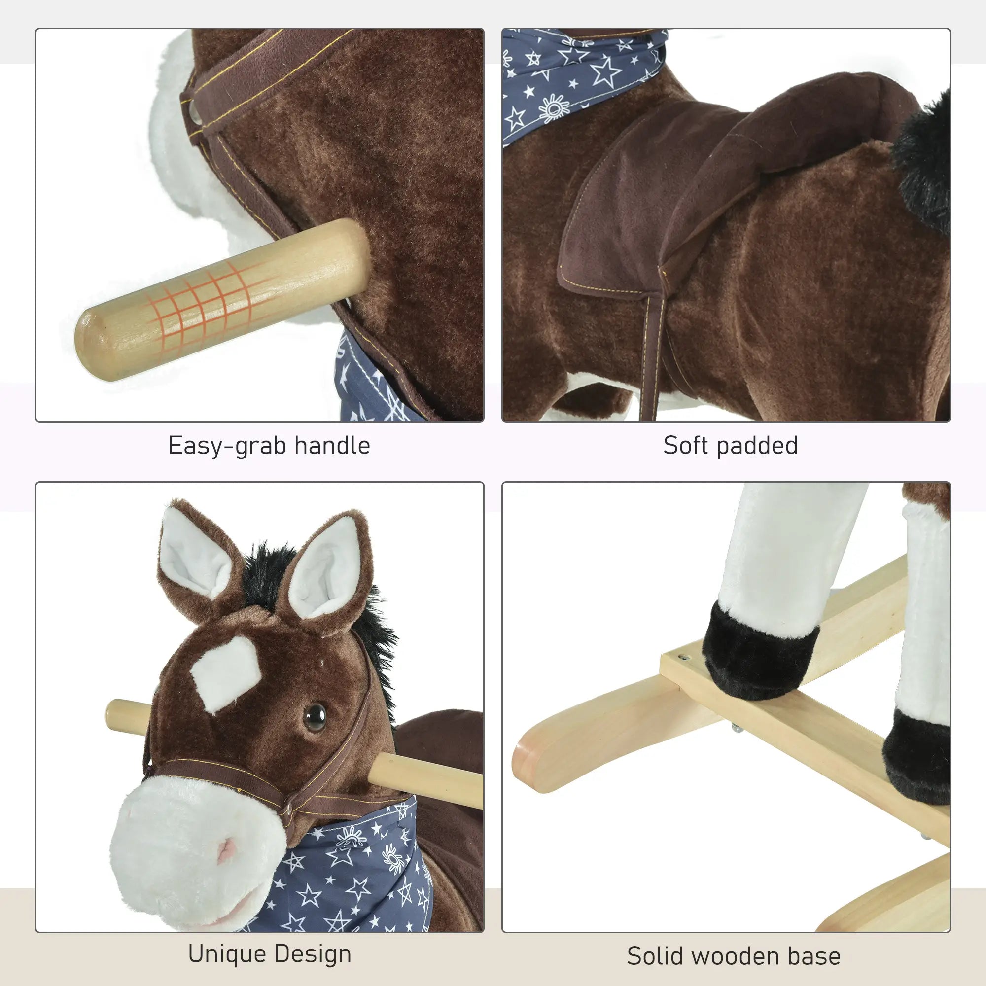Kids Plush Ride-On Rocking Horse, Realistic Sounds, 3-6 Years, Brown Rocking Horses at Gallery Canada