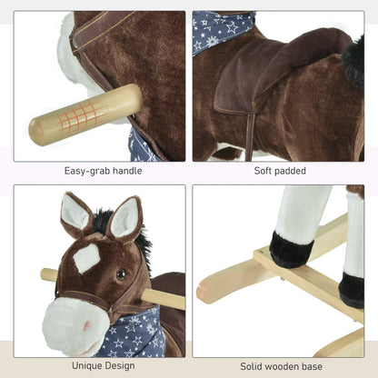 Kids Plush Ride-On Rocking Horse, Realistic Sounds, 3-6 Years, Brown Rocking Horses at Gallery Canada