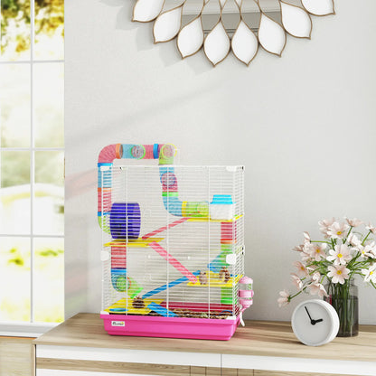 5-Tier Hamster Cage With Exercise Wheel, Pink Hamster Cages at Gallery Canada