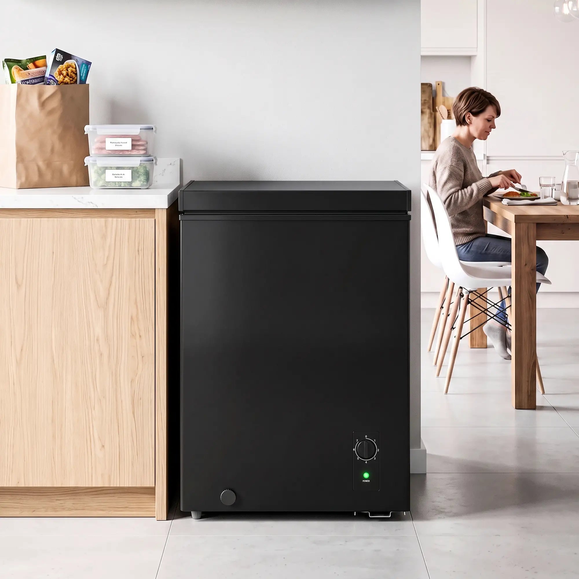 Mini Freezer, 3.5 Cu.Ft Chest Freezer, 7-Setting Thermostat, Wire Basket, Black Small Kitchen Appliances at Gallery Canada