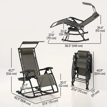 Adjustable Zero Gravity Recliner, Foldable Sun Lounger, Grey Outdoor Rocking Chairs at Gallery Canada