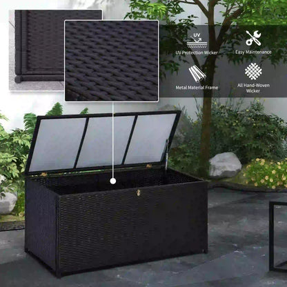 75 Gallon Rattan Outdoor Storage Box, Dark Brown Patio Storage Boxes at Gallery Canada