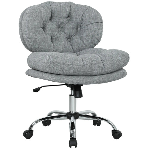 Armless Office Chair, Wide Padded Seat, Adjustable Height, Tilt Function, Grey