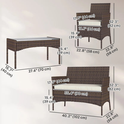 Wicker Outdoor Balcony Furniture Set, 4 Pieces, Rattan Patio, Beige Patio Furniture Sets at Gallery Canada