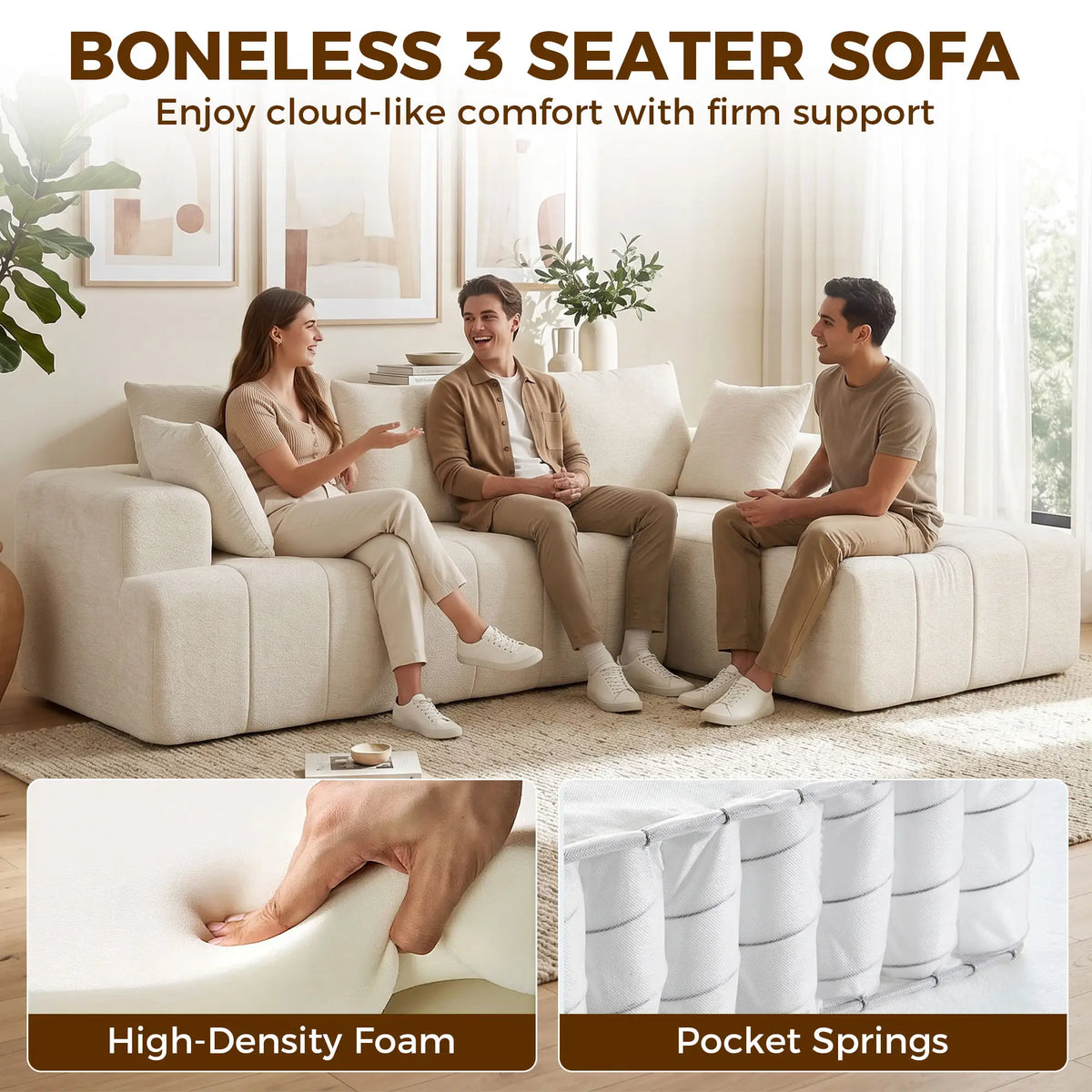 "101" Modular Sectional Sofa, 3 Seater L-Shaped Couch, Beige L Shaped Couchs at Gallery Canada