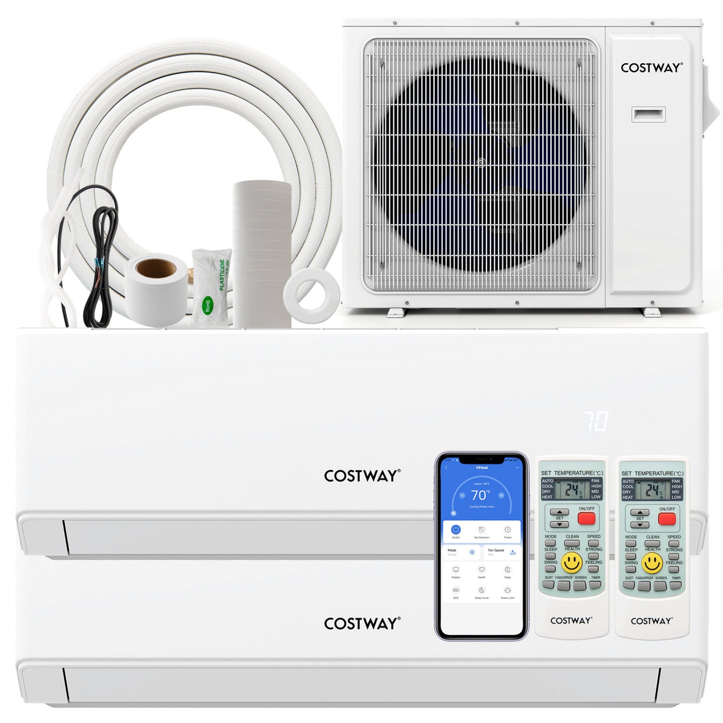 24000 BTU Mini Split Air Conditioner, 7K + 24K, Wifi Enabled, White Mini Split Air Conditioners at Gallery Canada