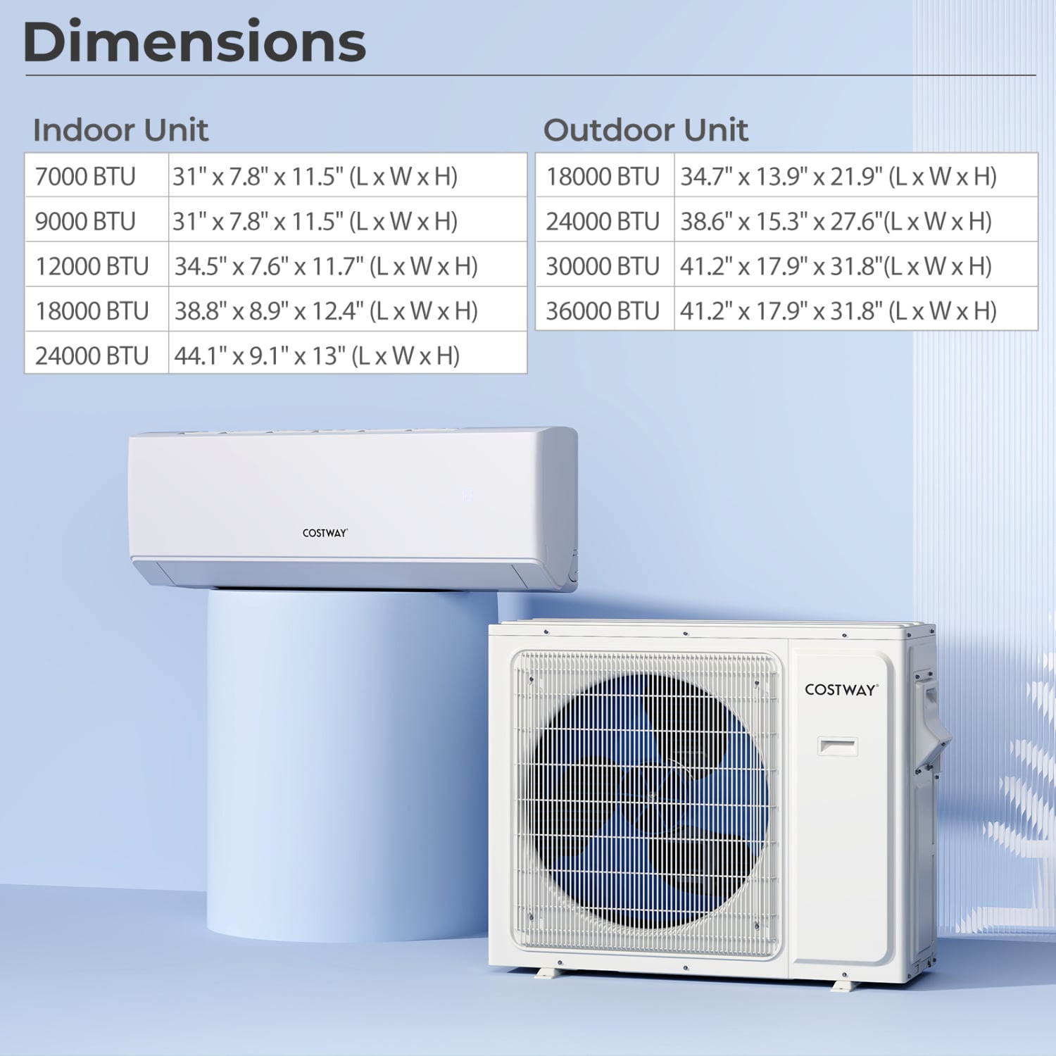 24000 BTU 3 Zone Mini Split AC, 7K + 9K + 9K, White Mini Split Air Conditioners at Gallery Canada