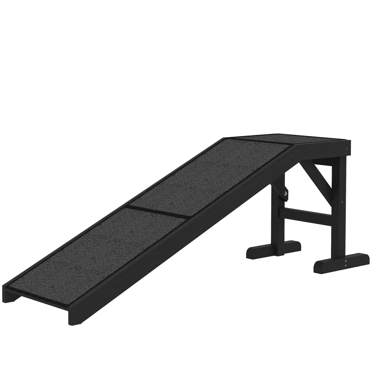 Pet Ramp Bed Steps, Non-Slip Carpet Top, Pine Wood, 59"L x 16"W x 20"H, Black Dog Stairs Black at Gallery Canada