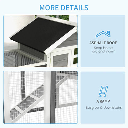 48" Weatherproof Wooden Rabbit Hutch, Slant Roof, Screened Run, Grey Rabbit Hutch at Gallery Canada