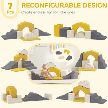 7-Piece Baby Soft Play Set, Indoor Gym for Crawling, Sliding, Yellow Kids Gym & Playmats at Gallery Canada