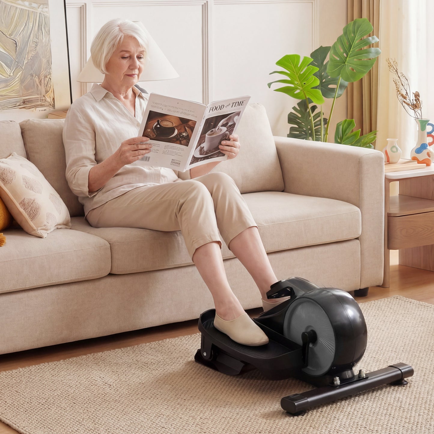 Under Desk Elliptical Pedal Exerciser, Adjustable Magnetic Resistance, Silver Elliptical Trainers at Gallery Canada