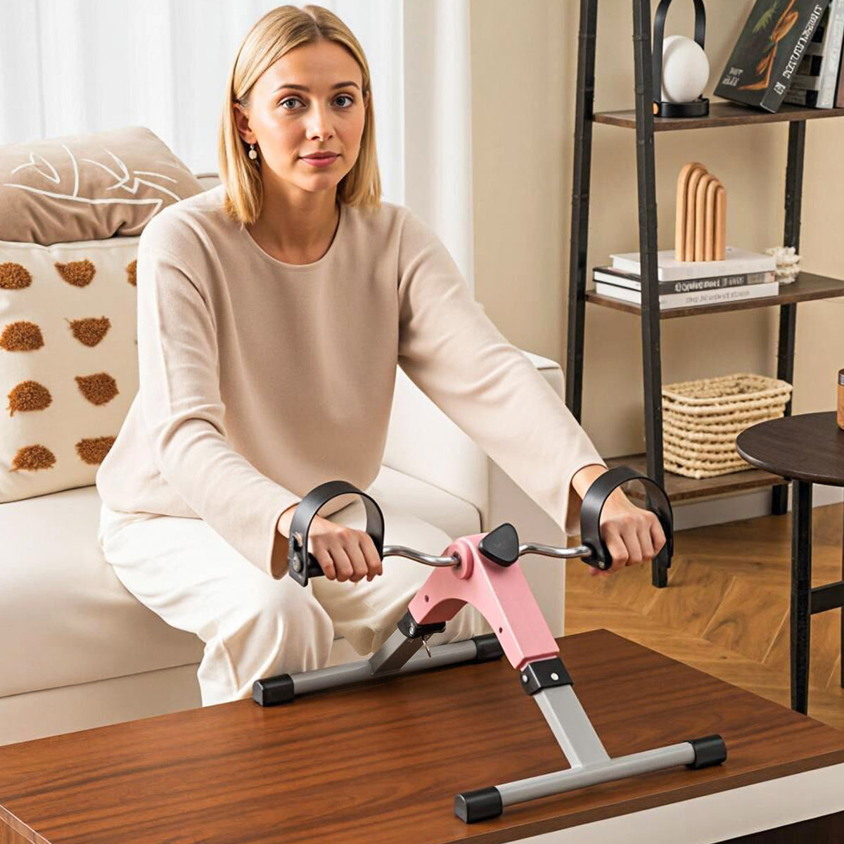 Under Desk Exercise Bike Pedal Exerciser, With LCD Display, Pink Exercise Bikes at Gallery Canada