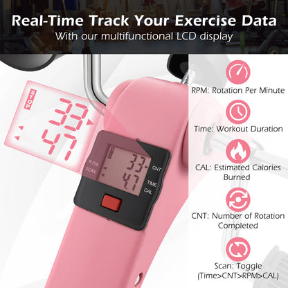Under Desk Exercise Bike Pedal Exerciser, With LCD Display, Pink Exercise Bikes at Gallery Canada
