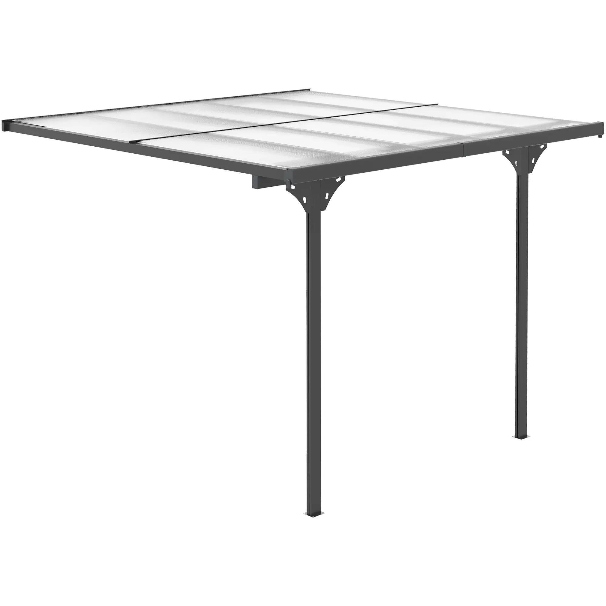 10' x 10' Aluminum Pergola, Adjustable Height, Polycarbonate Roof, UV Protection, Grey Pergolas at Gallery Canada