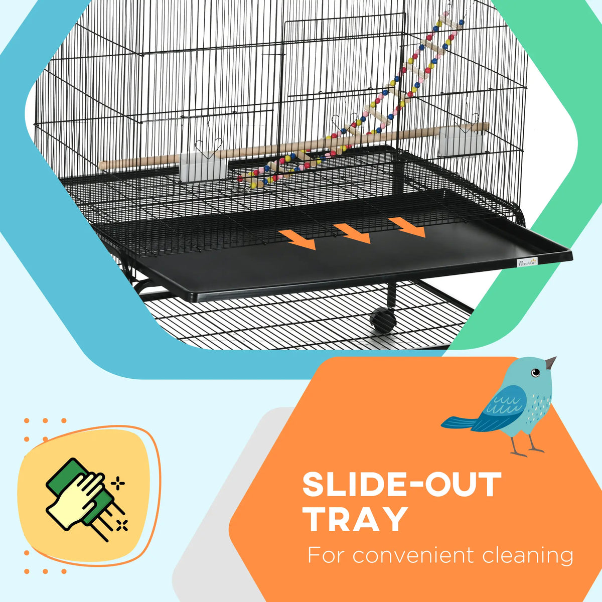 63" Bird Cage With Open Top, Stand, Toys, Removable Tray, Storage Shelf Bird Cages at Gallery Canada