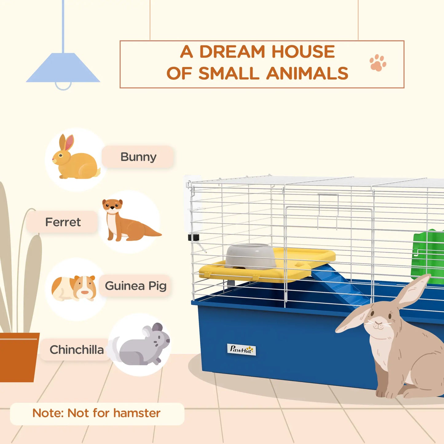 18.5" Small Animal Cage, Water Bottle, Food Dish, Platform, Ramp, Blue Houses & Habitats at Gallery Canada