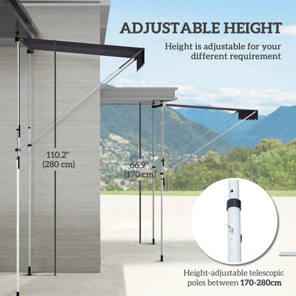 6.6'x5' Retractable Patio Awning, Sun Shade, Water Resistant, Grey Door Awnings at Gallery Canada