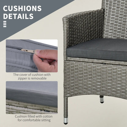 3-Piece Rattan Patio Set, Glass Table w/ Cushions, Grey Bistro Sets at Gallery Canada