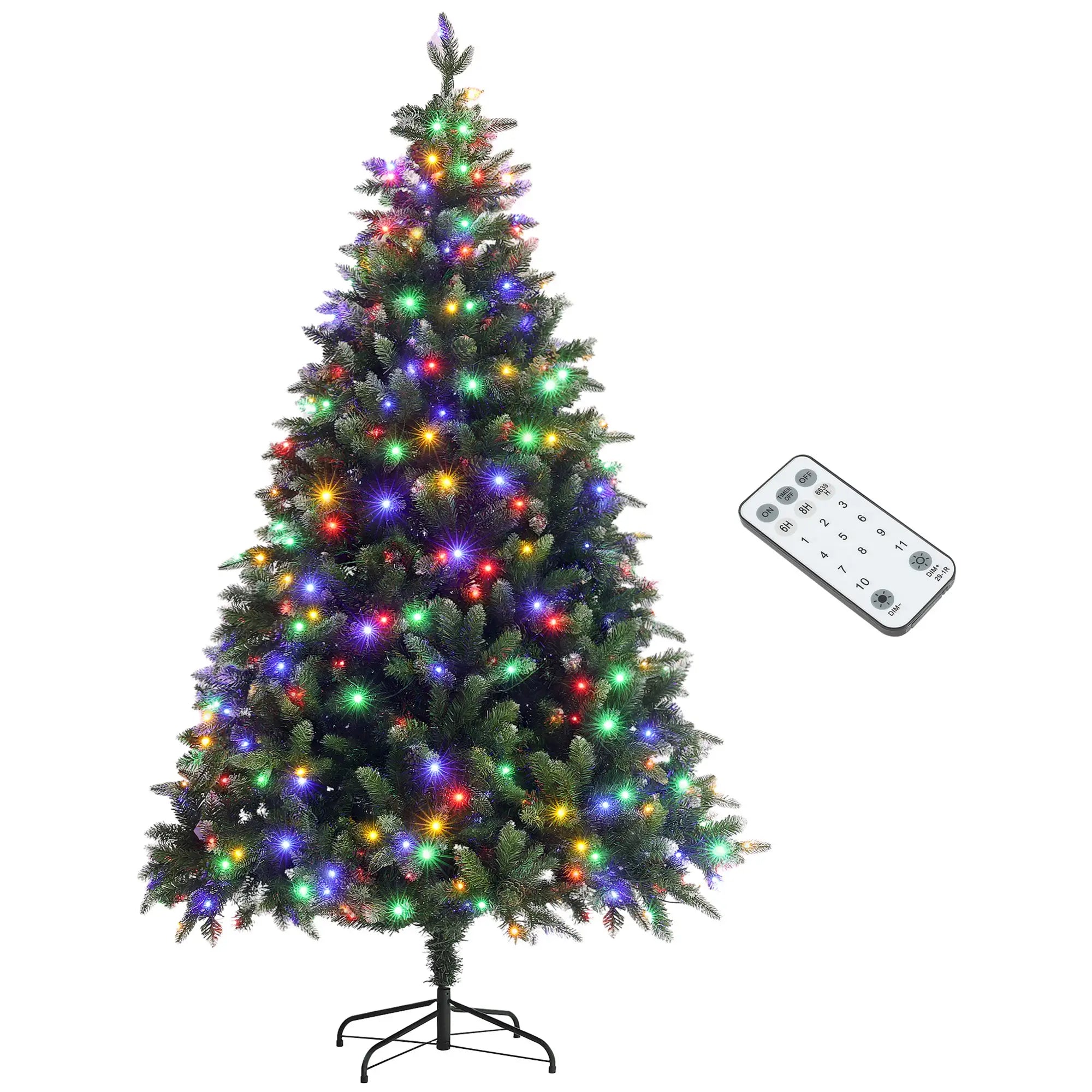 7 Foot Prelit Artificial Christmas Tree, Hinged, Dual Color LED Pre Lit Christmas Trees at Gallery Canada