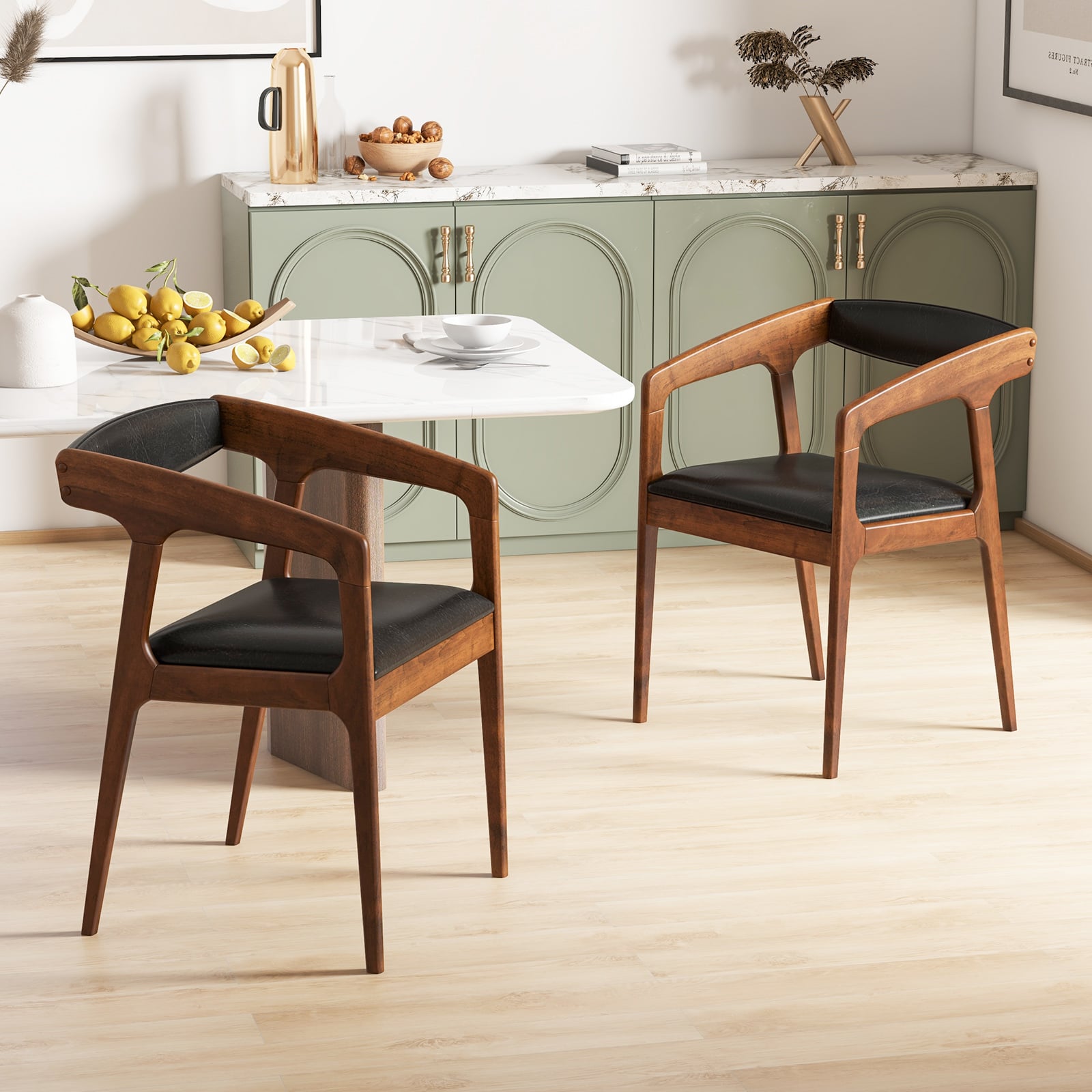 Upholstered Armchairs Set Of 2, Brown Dining Chairs at Gallery Canada