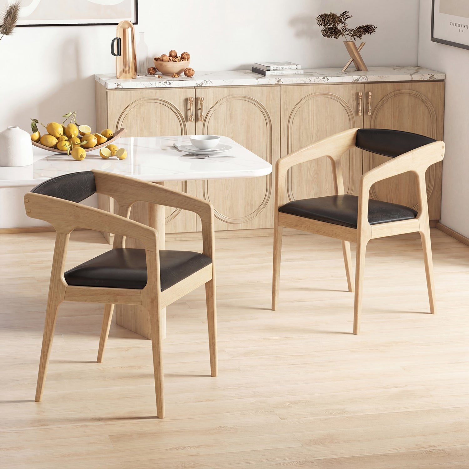 Upholstered Armchairs Set of 2, Natural Dining Chairs at Gallery Canada