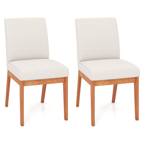 Upholstered Dining Chairs, Set of 2, Kitchen Armless Side Chairs, Beige