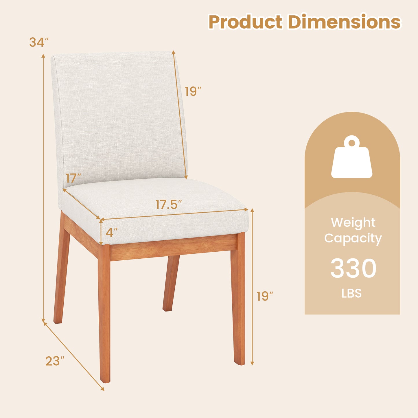 Upholstered Dining Chairs, Set of 2, Kitchen Armless Side Chairs, Beige Dining Chairs at Gallery Canada