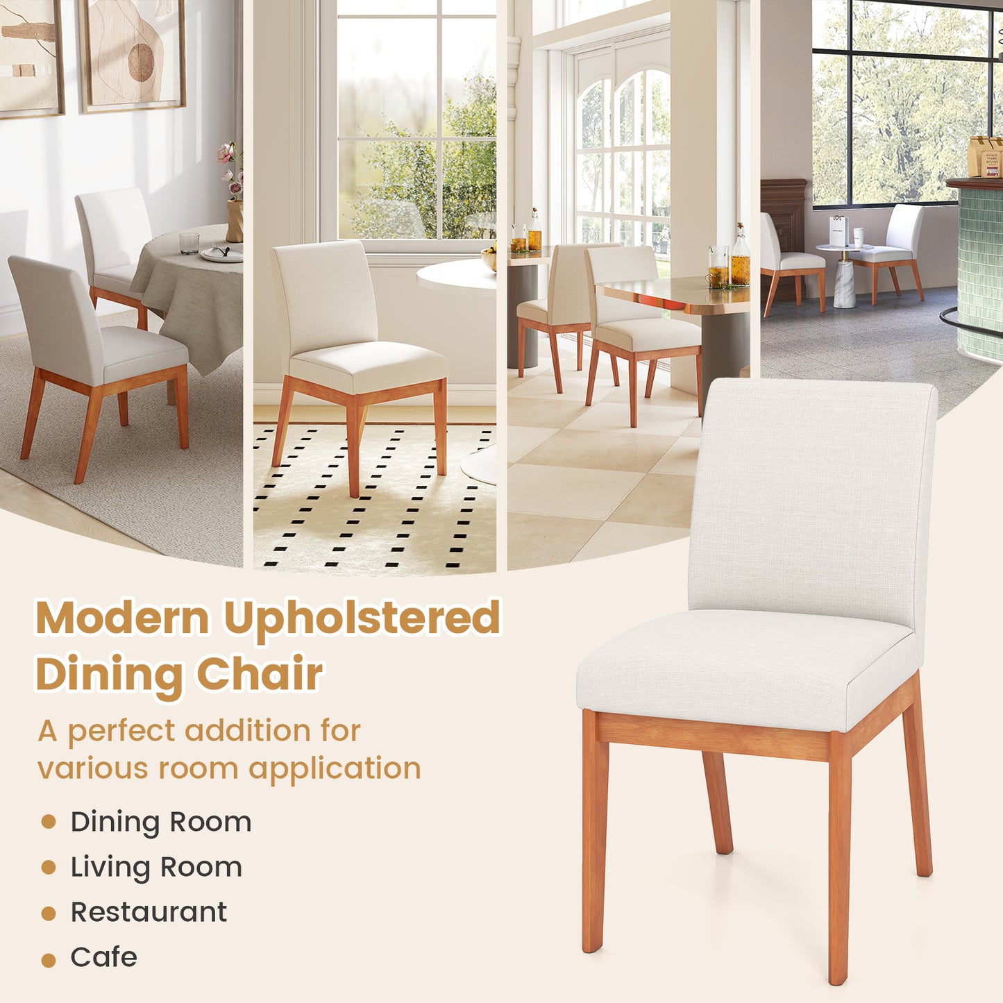 Upholstered Dining Chairs, Set of 2, Kitchen Armless Side Chairs, Beige Dining Chairs at Gallery Canada