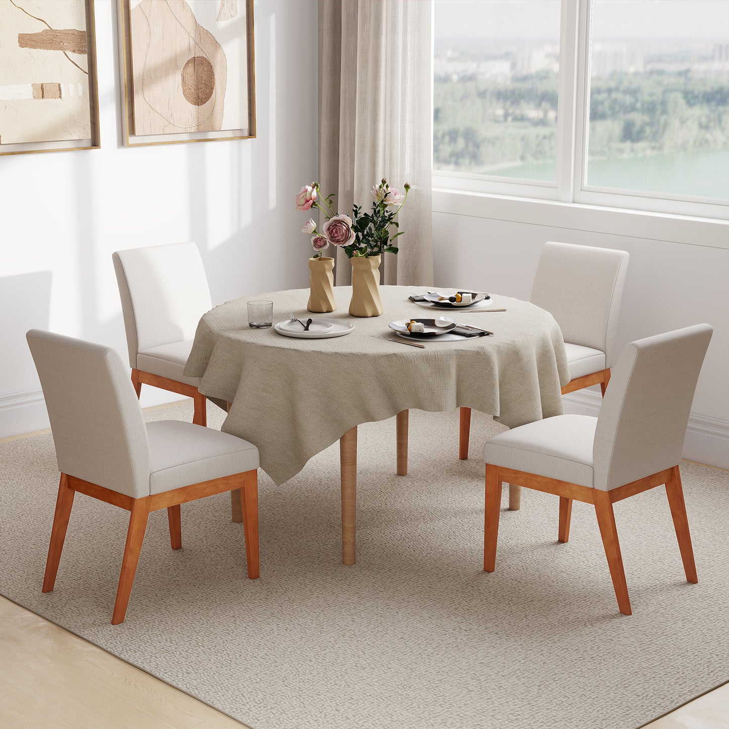 Upholstered Dining Chairs, Set of 2, Kitchen Armless Side Chairs, Beige Dining Chairs at Gallery Canada