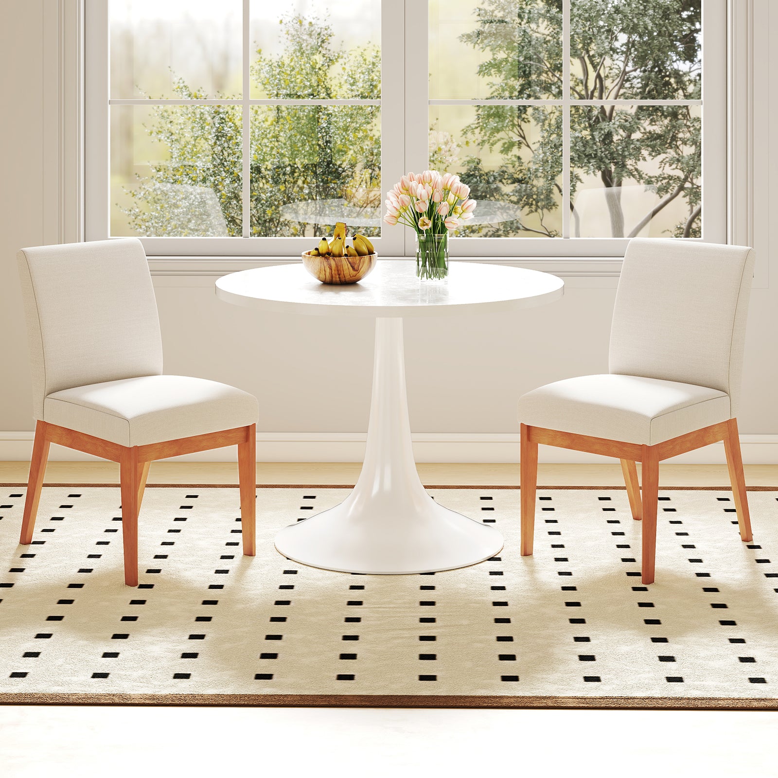 Upholstered Dining Chairs, Set of 2, Kitchen Armless Side Chairs, Beige Dining Chairs at Gallery Canada