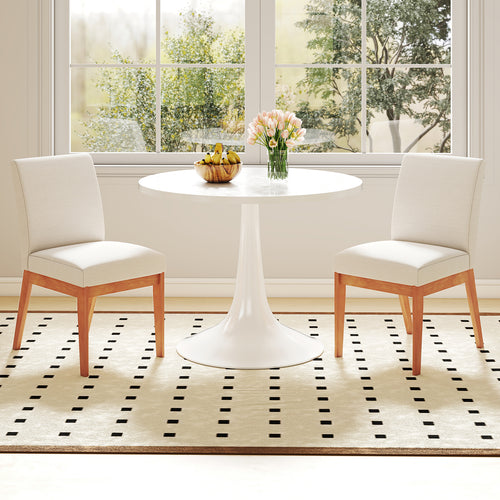 Upholstered Dining Chairs, Set of 2, Kitchen Armless Side Chairs, Beige