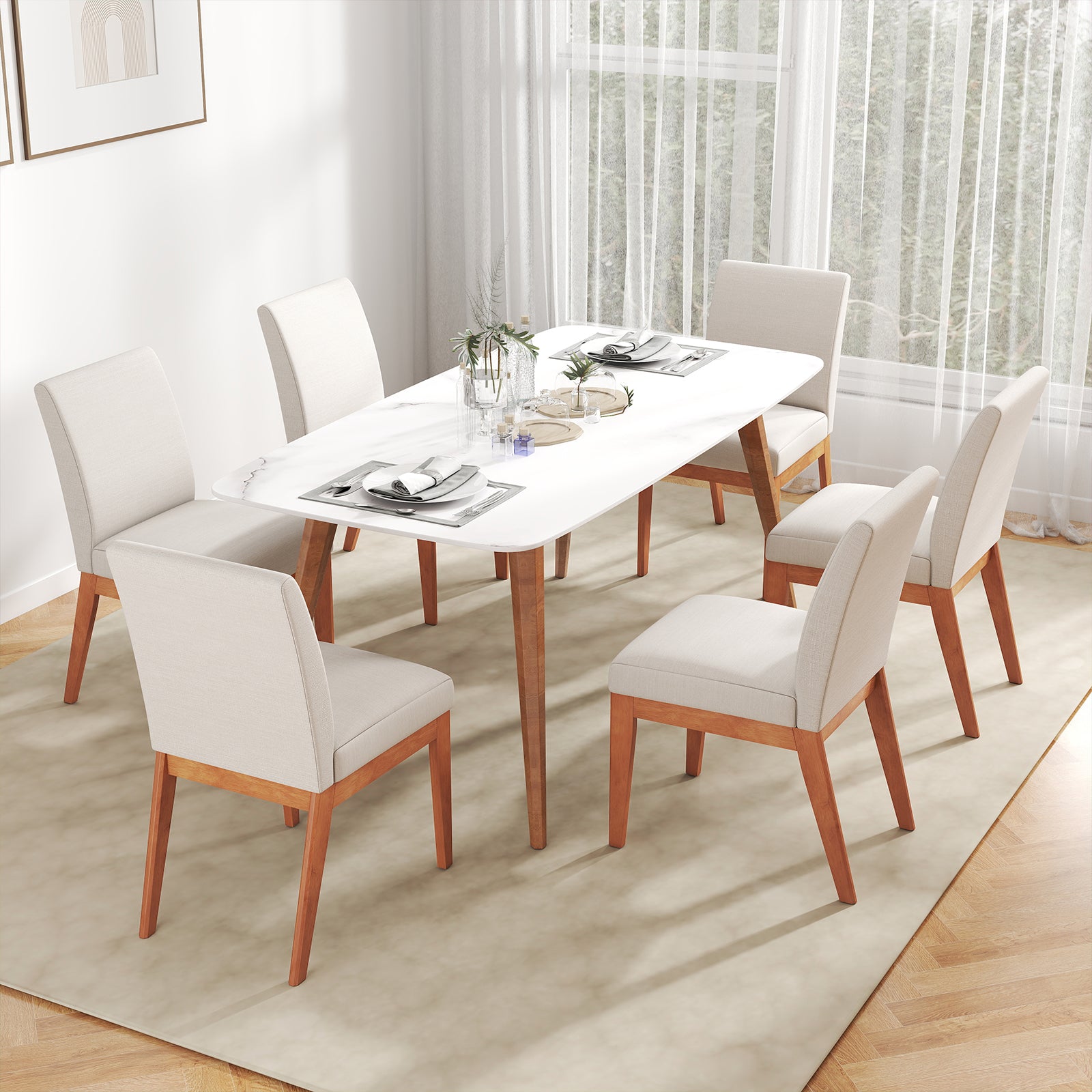 Upholstered Dining Chairs, Set of 2, Kitchen Armless Side Chairs, Beige Dining Chairs at Gallery Canada