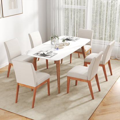 Upholstered Dining Chairs, Set of 2, Kitchen Armless Side Chairs, Beige Dining Chairs at Gallery Canada