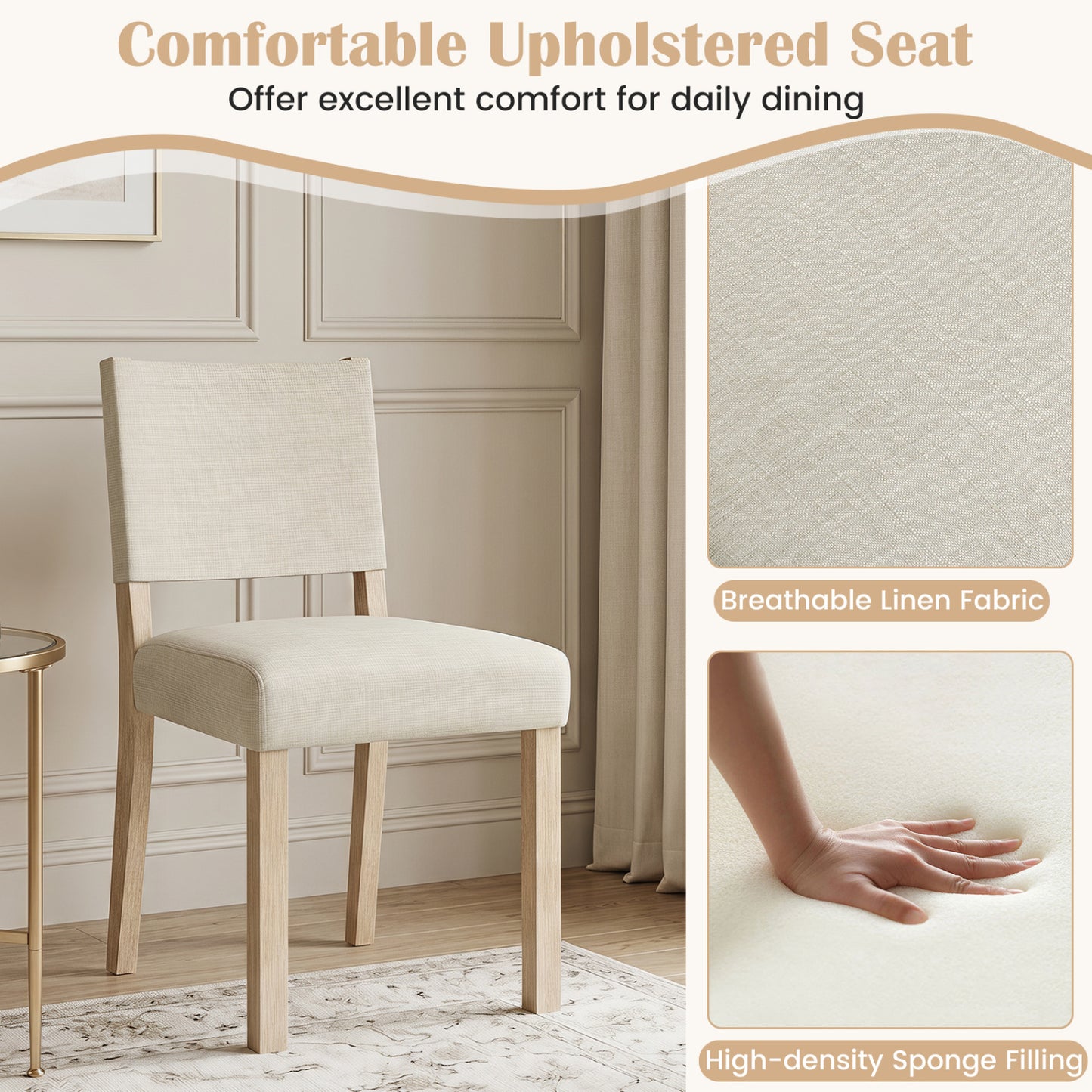 Upholstered Dining Chairs Set of 4, Beige Dining Chairs at Gallery Canada