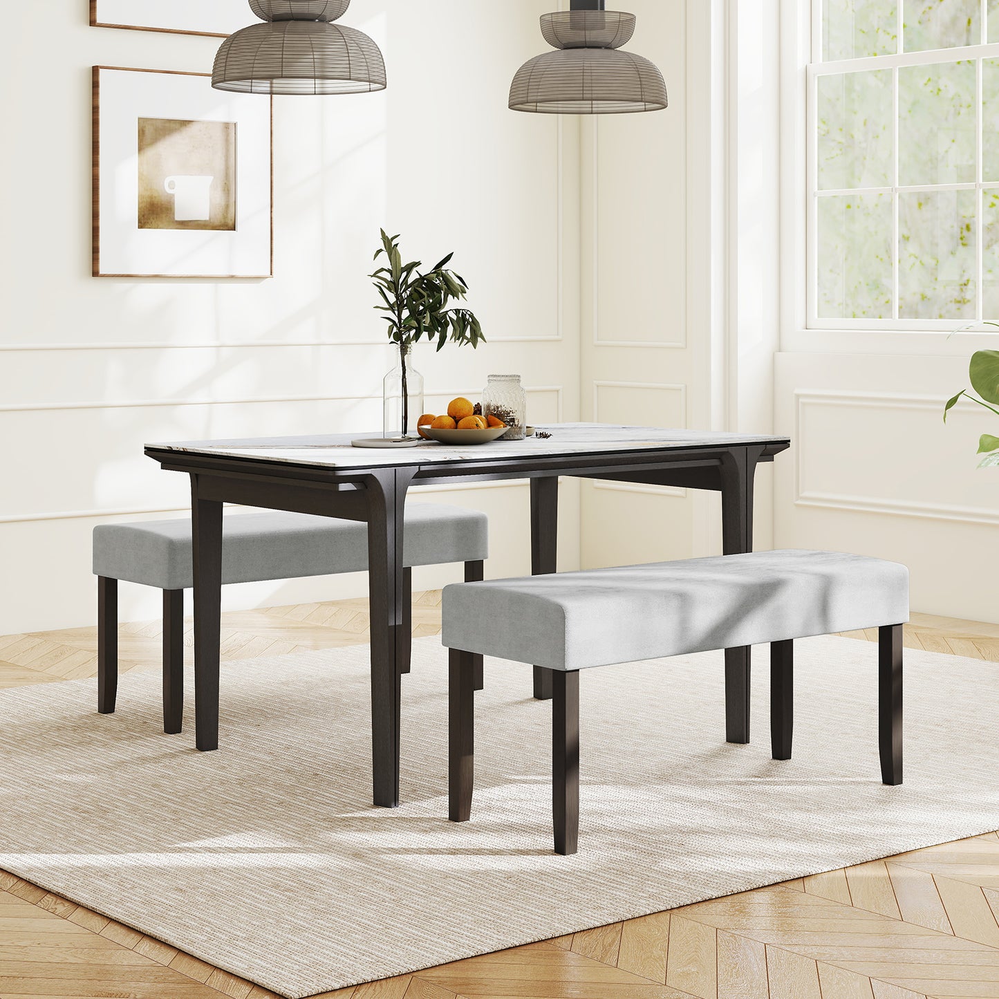 Upholstered Entryway Bench, With Padded Seat, Gray Shoe Racks & Storage Benches at Gallery Canada