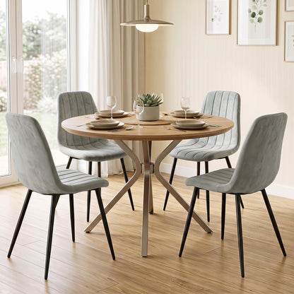 Chaises de salle à manger en tissu rembourré, lot de 4, gris