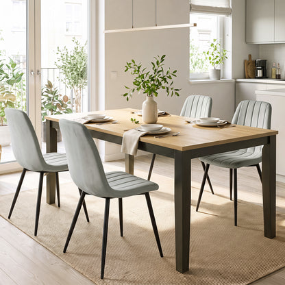 Chaises de salle à manger en tissu rembourré, lot de 4, gris