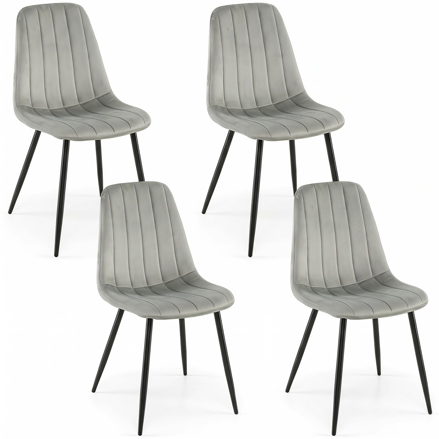 Chaises de salle à manger en tissu rembourré, lot de 4, gris