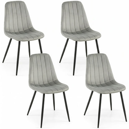 Chaises de salle à manger en tissu rembourré, lot de 4, gris