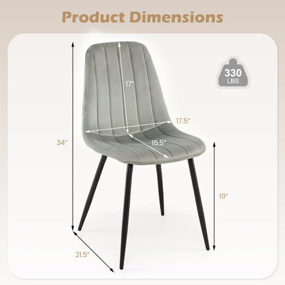 Chaises de salle à manger en tissu rembourré, lot de 4, gris
