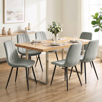 Chaises de salle à manger en tissu rembourré, lot de 4, gris