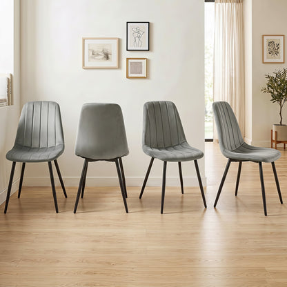 Chaises de salle à manger en tissu rembourré, lot de 4, gris