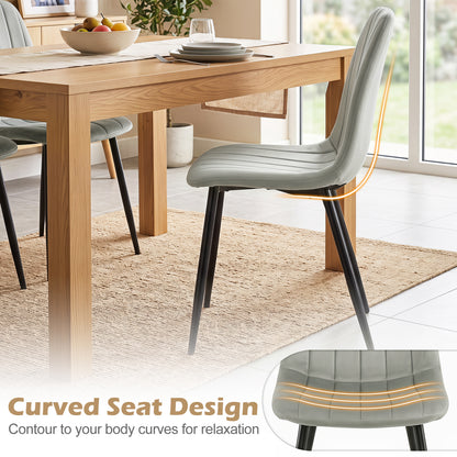 Chaises de salle à manger en tissu rembourré, lot de 4, gris