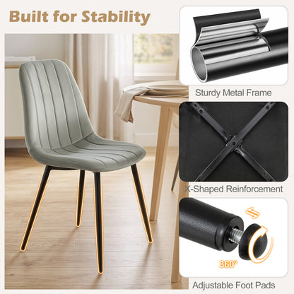 Chaises de salle à manger en tissu rembourré, lot de 4, gris
