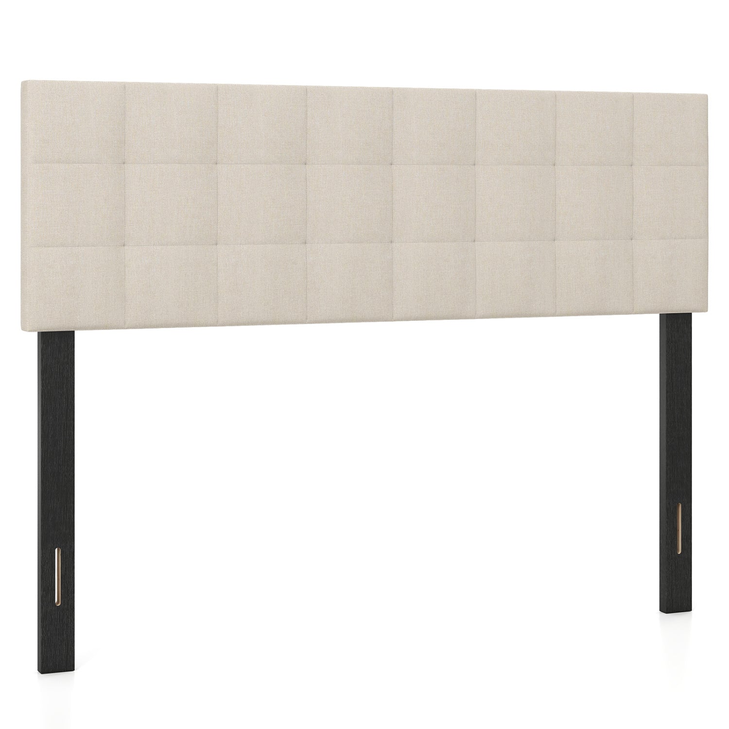 Quilted Grid Linen Headboard, Queen/Full, Beige Headboards Beige at Gallery Canada