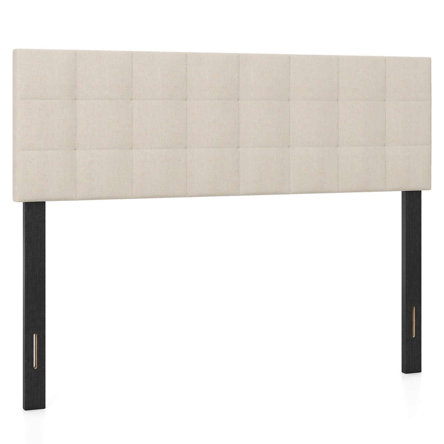 Quilted Grid Linen Headboard, Queen/Full, Beige Headboards Beige at Gallery Canada