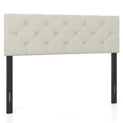 Queen/Full Tufted Linen Upholstered Headboard, Beige Headboards Beige at Gallery Canada
