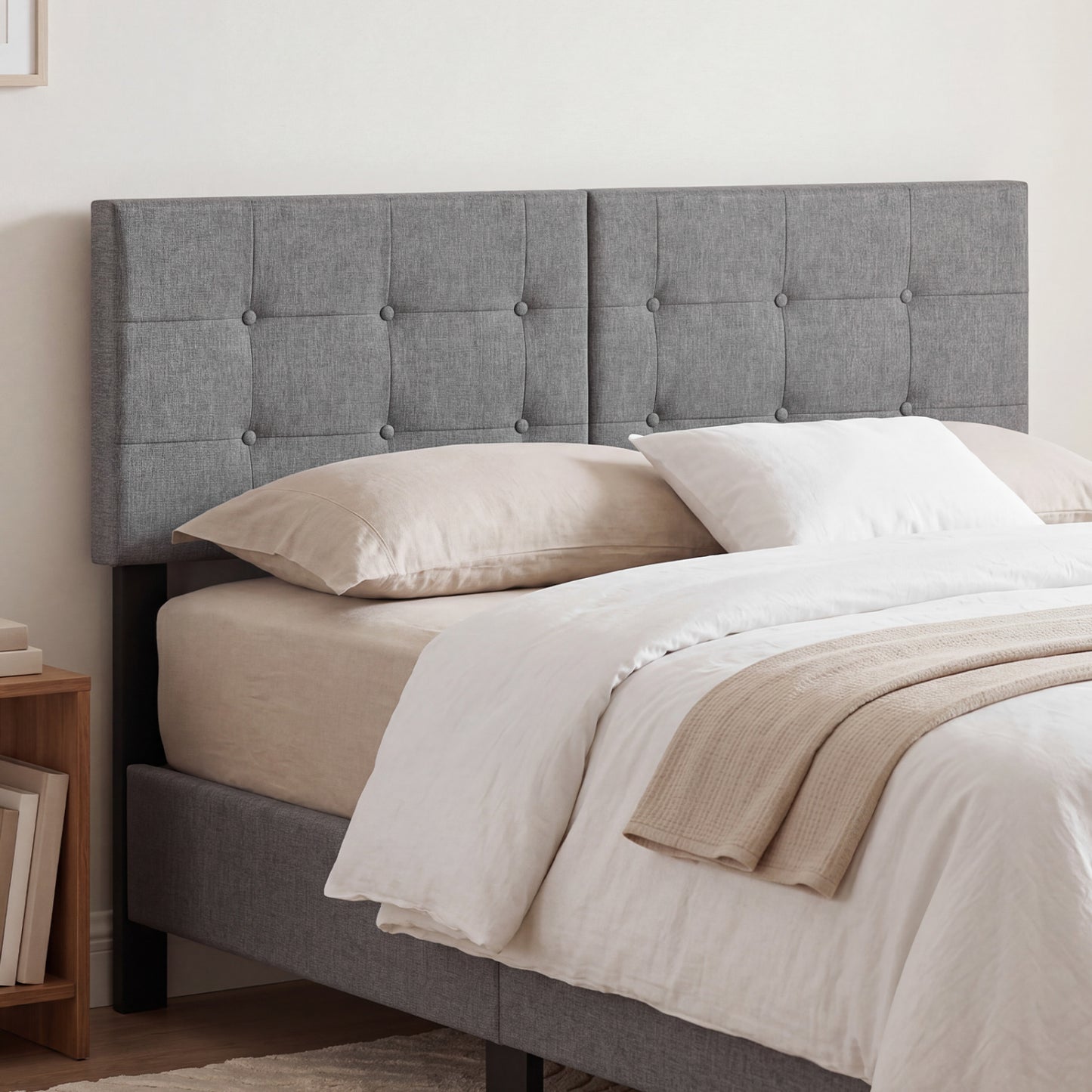 Upholstered Headboard, Adjustable Full/Queen, Dark Gray