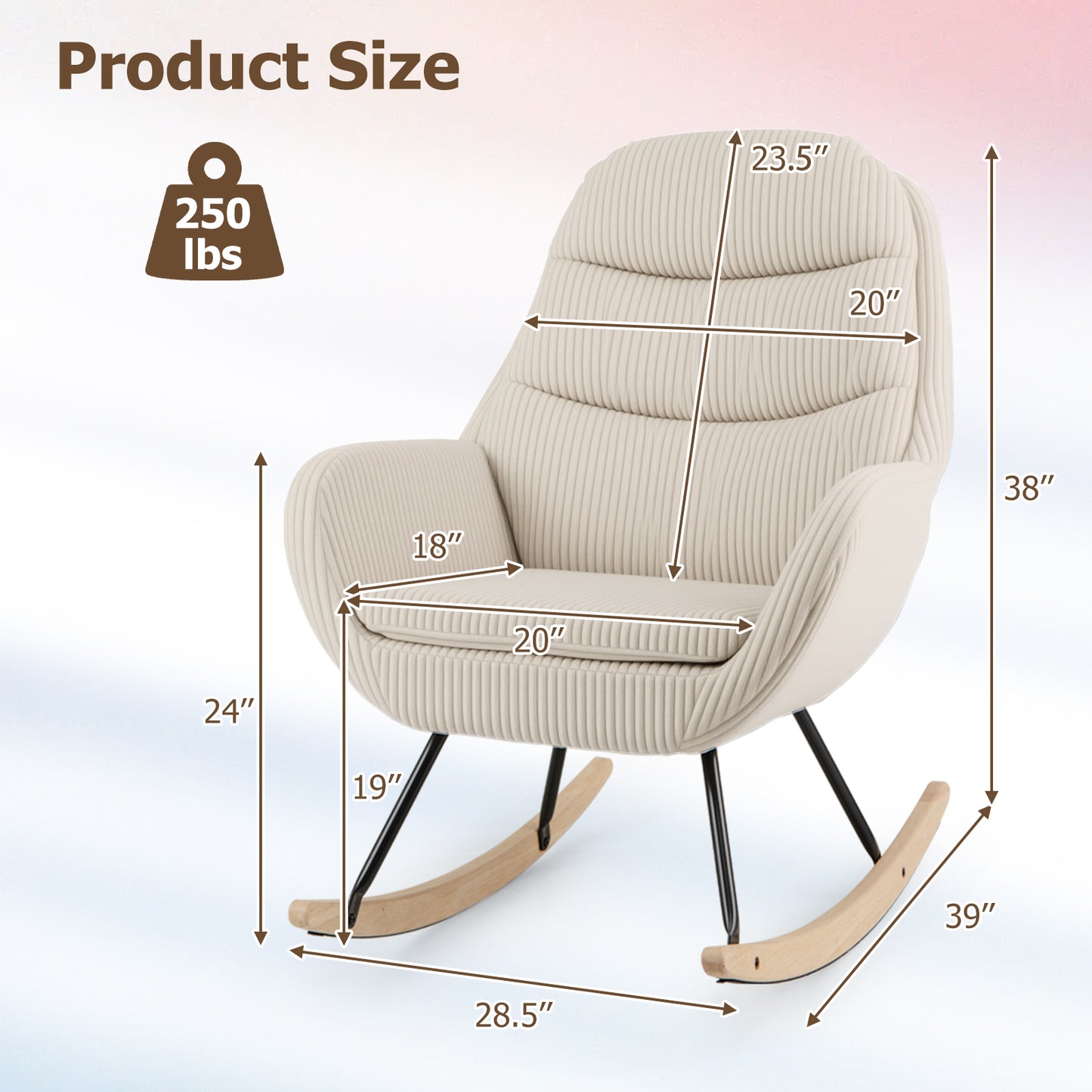 Upholstered Nursery Glider Rocking Chair, Beige Chairs at Gallery Canada