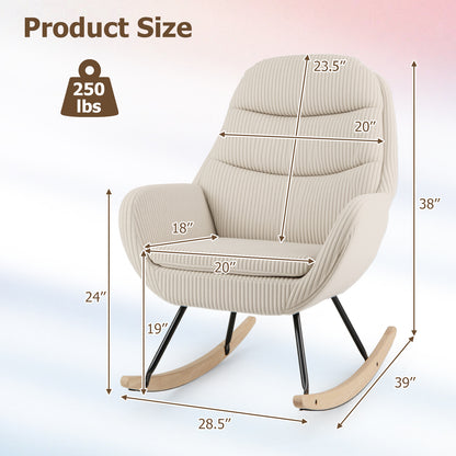 Upholstered Nursery Glider Rocking Chair, Beige Chairs at Gallery Canada